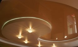 Двухуровневые натяжные и подвесные потолки с подсветкой